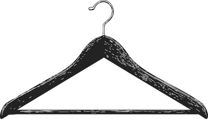 Wooden hanger sketch, hand drawn style, classic clothes organizer — stock vector