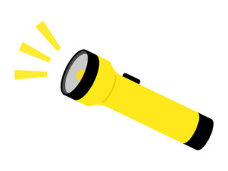 点灯した黄色の懐中電灯イラスト