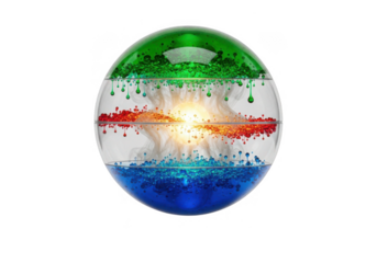 Abstract colorful egg with swirling liquids isolated on transparent background