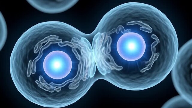 Animated Cellular Division Process Demonstrating Mitosis for Medical Visualization