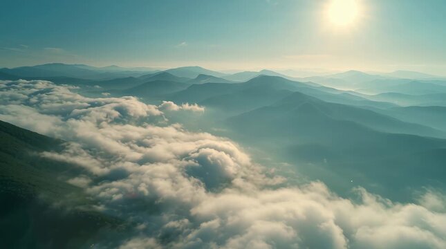 Aerial View of Fluffy White Clouds &ndash; Peaceful Sky Landscape Background