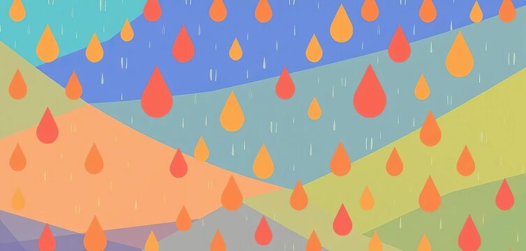 Abstract geometric vector background featuring stylized raindrops in a repeating pattern,  rain,  orange