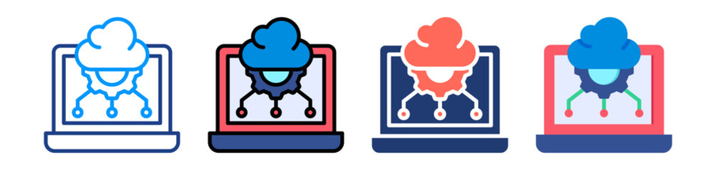 Cloud Computing Icon Sheet Multiple Style Collection 