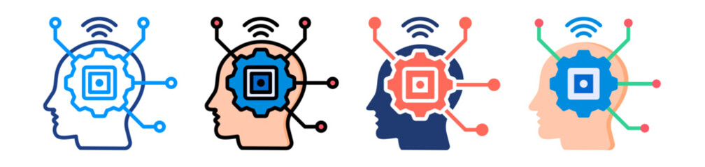 Machine Learning Icon Sheet Multiple Style Collection 