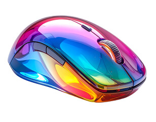 Translucent, multi-colored computer mouse with shimmering light effects