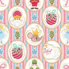 Fototapeta premium Christmas Seamless Pattern, Pastel Snowman and Santa Ornament Digital Paper, Holiday Sweet (PNG, JPG Digital Download)