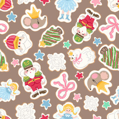 Christmas Seamless Pattern, Pastel Snowman and Santa Ornament Digital Paper, Holiday Sweet (PNG, JPG Digital Download)
