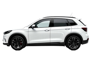 White modern SUV with black wheels, side view