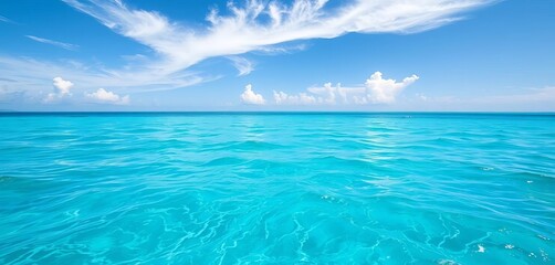 Azure sky meets turquoise ocean, gentle waves , background, marine