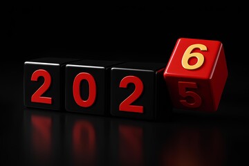 Transition from 2025 to 2026, dramatic new year change concept