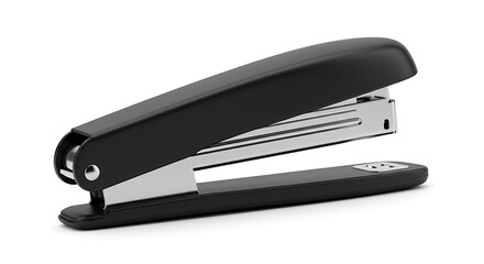 Black Stapler Close-up on White Background - Office Supply Still Life