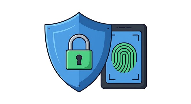 Shield and Fingerprint Protection on Smartphone Securing Personal Data - Powered by Adobe