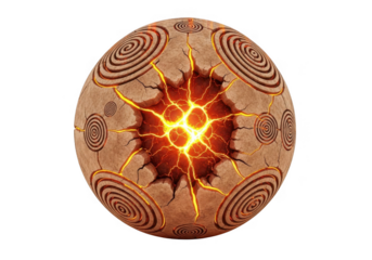 Mysterious glowing orb with ancient symbols isolated on transparent background