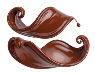 Rich chocolate liquid swirls in dynamic, glossy, fluid motion