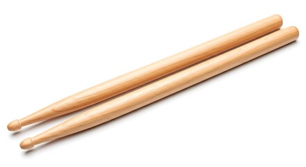 Obraz premium Wooden Drumsticks on White Background Perfect for Music and Percussion