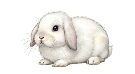 Adorable White Lop Bunny Illustration, Perfect for Easter and Spring Designs
