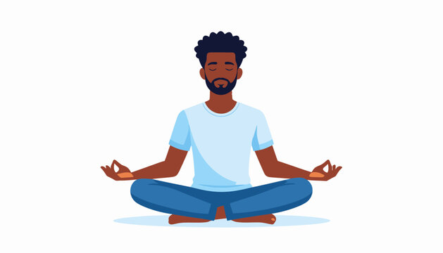 Man in Meditation Pose Finding Inner Peace and Harmony through Mindfulness and Relaxation Techniques