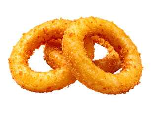 Two golden, crispy rings with savory spices clustered