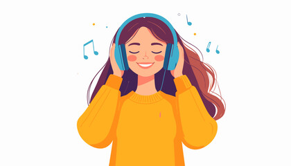 Delighted young woman with closed eyes, immersed in the melodies of her favorite music through modern headphones, finding peace and joy in her personal audio escape