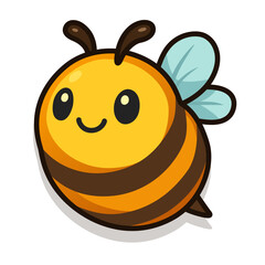Cute Cartoon Bee Icon, Chibi Honey Bee Vector Illustration