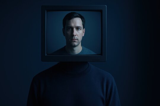 Man inside television frame