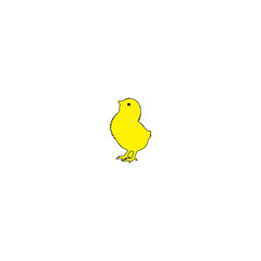 Cute yellow baby chick illustration on white background.