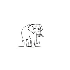 Elegant Elephant Illustration A Majestic Creature in Simple Lines.