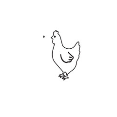 Fototapeta premium Minimalist Line Art Drawing of a Chicken on a White Background.
