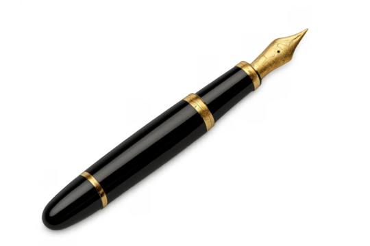 Black fountain pen with gold nib and rings - Powered by Adobe