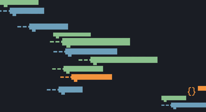 Abstract visualization of project timelines with color-coded tasks and dependencies for effective