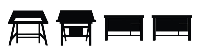 Fototapeta premium Architectural drafting tables and desks set for design projects