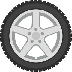 Obraz premium Simple Flat Style Car Tire with Rim Illustration Graphic Element