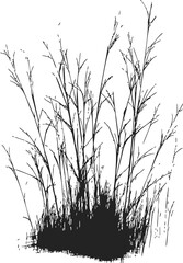 Grass bush sketch, hand drawn vector with wild plant stems and natural foliage &mdash; stock vector