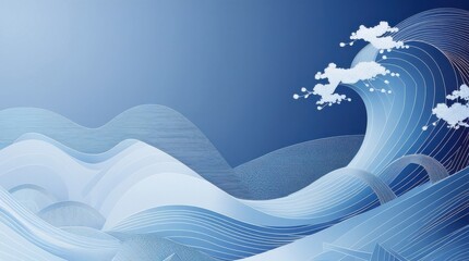 Ocean Wave: An abstract art of the vast ocean waves, the intricate lines and curves evoke a sense of the ocean's power and tranquility.