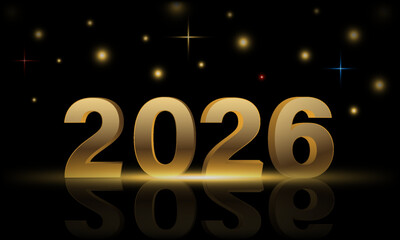 Happy New Year 2026 design vector. Slightly shiny chrome gradient concept, Trendy and unique 2026 new year logo design template. Vector illustration
