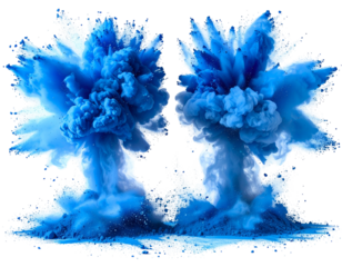 Two vibrant blue explosions erupting from the ground