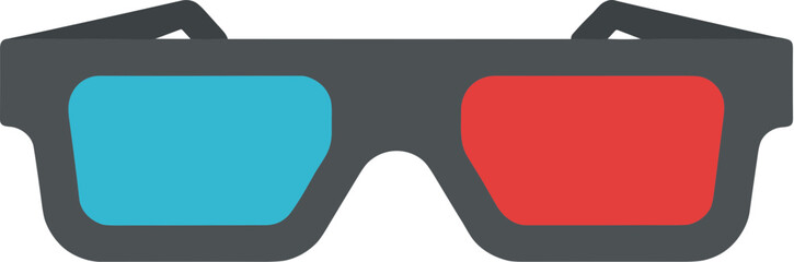 Flat Illustration of Stereoscopic Anaglyph 3D Glasses Icon in Simple Style