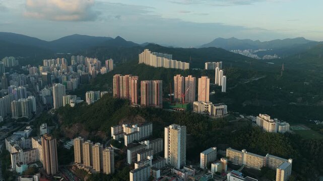 Kwai Chung Hong Kong Aerial Golden Hour