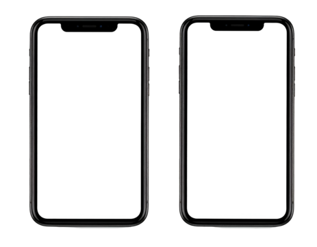 Two modern smartphones with blank screens side-by-side