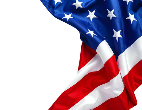 Waving stars and stripes against a stark black background