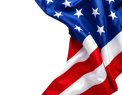 Waving stars and stripes against a stark black background