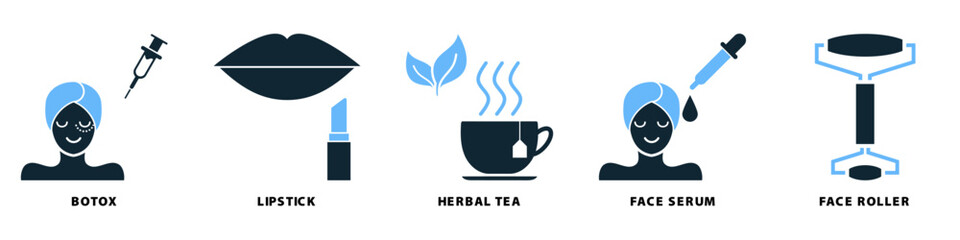 Set spa and beauty icon vector. Collection for wellness, cosmetics, and luxury relaxation themes. Features graphics for salon services, body care, and pampering treatments.