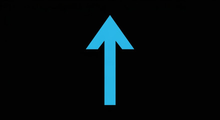 A simple blue arrow pointing upwards against a, symbolizing direction, progress, and advancement