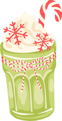 Matcha Christmas Drink With Whipped Cream