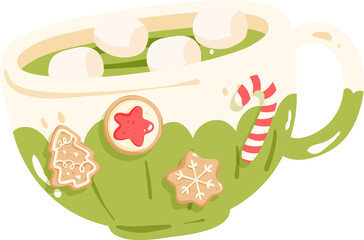 Graphic of Mug with Hot Chocolate and Cookies