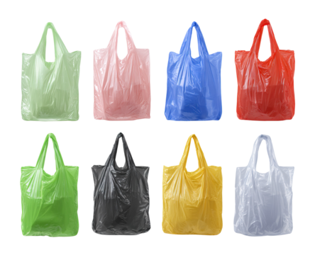 Abstract concept of consumerism and pollution with multicolored plastic bags