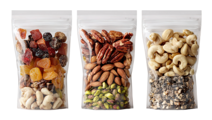 Mezcla de frutos secos con nuezes, pistachos avellanas almendras y semillas sobre fondo de madera vista desde arriba