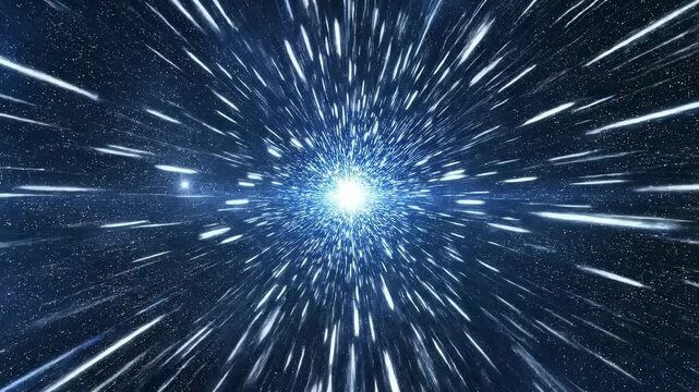 Dynamic Starfield Burst Travel Through Cosmic Space.