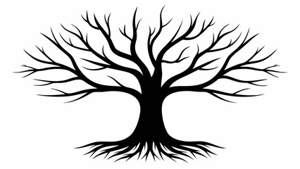 Obraz premium Elegant silhouette of a leafless tree, a symbol of resilience and natural beauty perfect for design projects and nature-themed creations, originally a vector