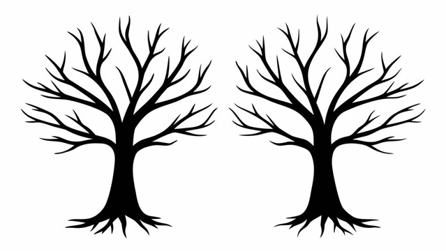 Spooky silhouette trees casting eerie shadows, perfect for Halloween designs and autumnal themes, adding a touch of mysterious nature to your creative projects